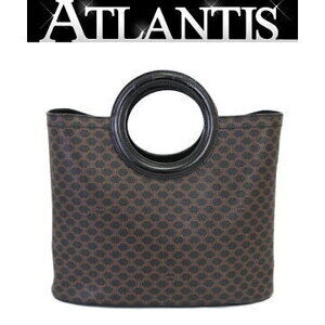 Celine handbag circle logo handle Macadam black leather